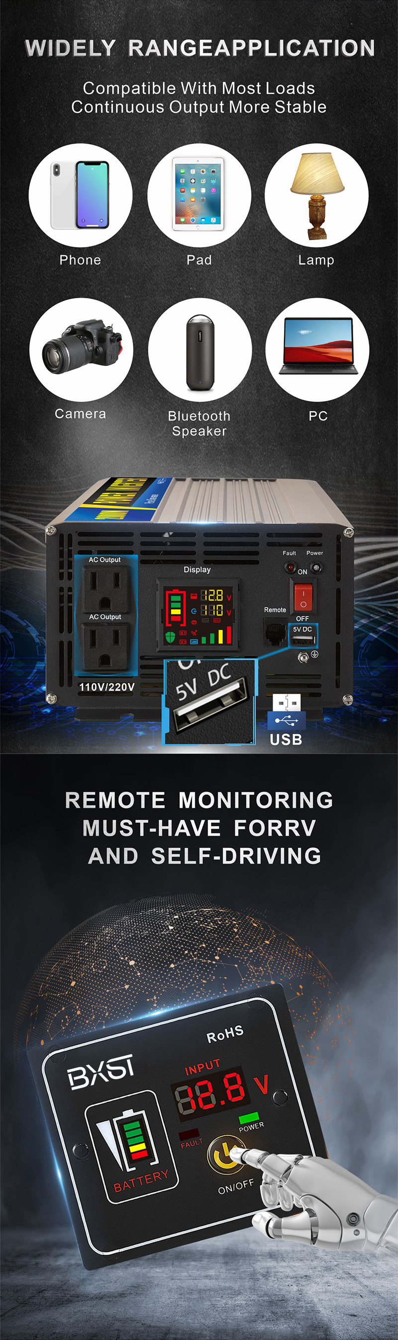 Pure Sine Wave Inverter Inversor puro de onda seno