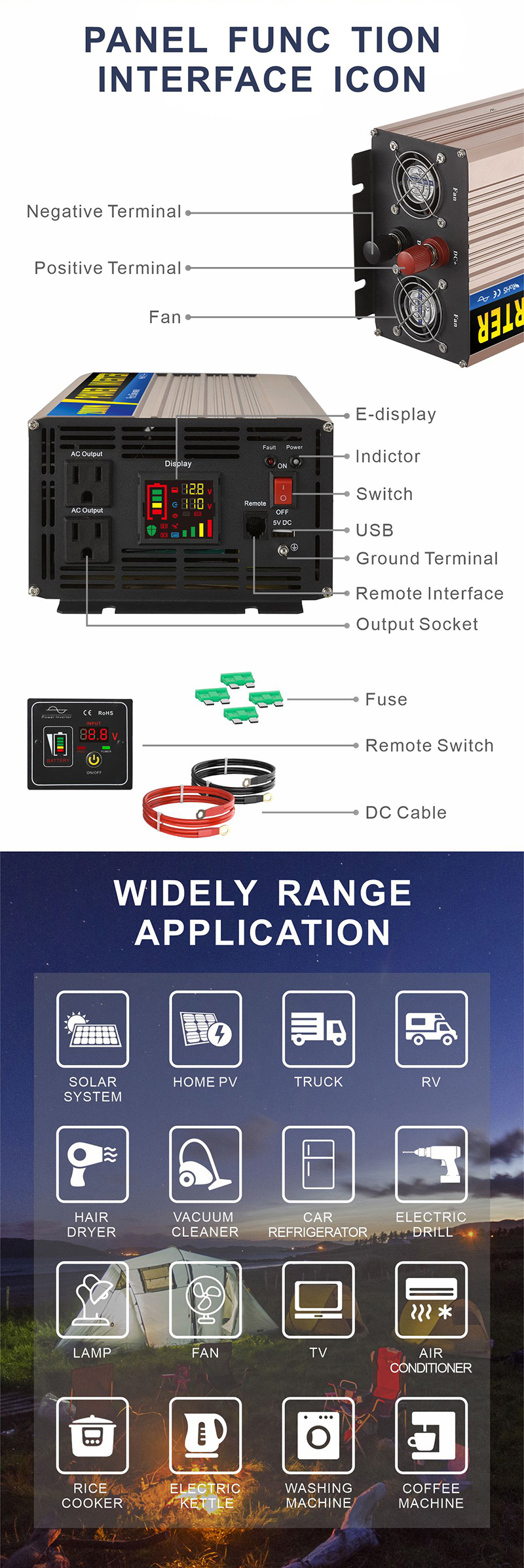 Pure Sine Wave Inverter Inversor puro de onda seno